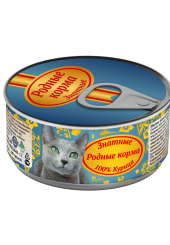 Родные корма знатные консервы для кошек с курицей 100% 100 гр. 